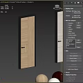 Hinged Door Modern Wooden Design With Natural Wood Grain Black Frame And Metal Handle