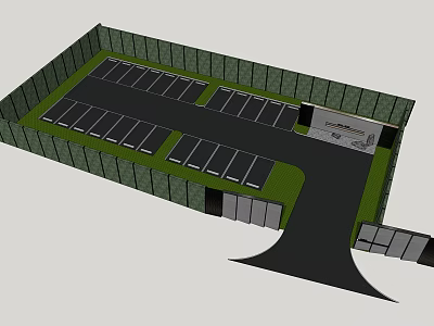 Eco Friendly Parking Lot Design Featuring Landscaped Greenery And Organized Parking Spaces 3d model