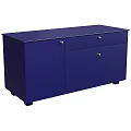 Blue Modern Entryway Side Cabinet With Drawers Doors And Sleek Design