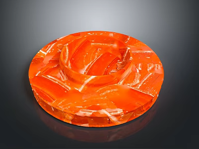 Vibrant Orange Glossy Round Household Tray With Unique Textured Surface Design For Home Use 3d model
