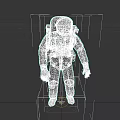 Game Movie Character Astronaut in Light Colored Spacesuit with Helmet and Backpack on Dark Background
