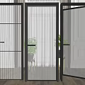 Modern Glass Doors With Black Frames And Different Textured Patterns 3d model