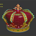 Luxurious Royal Crown Jewelry With Red Velvet Gold Frame Pearls And Colored Gemstones