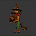 Cartoon Dog Character Wearing Cowboy Hat Red Bandana Green Pants And Red Boots
