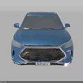 Blue SUV Car With Modern Front Grille And LED Headlights Design