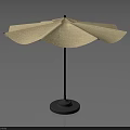 Beige Outdoor Umbrella Design With Canopy Pole And White Base 3d model
