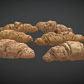 Freshly Baked Whole Grain Croissants With Sesame Seeds On Dark Surface