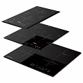 Different Types Of Black Electric Cooktops With Various Heating Zones And Control Panels
