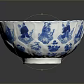 Handcrafted Decorative Bowl With Artistic Sculpture Carving And Intricate Blue And White Patterns
