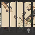 New Chinese-style screen partition screen 3d model