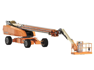 Orange Aerial Work Platform Truck With Telescopic Boom Work Platform And Large Tires 3d model