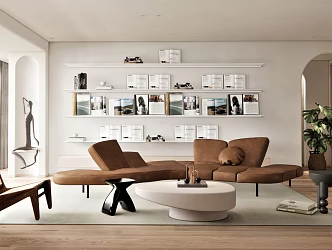 Nordic Living Room Home Living Room Multi-person Sofa Single Sofa Casual Chair Coffee Table Backrest Chair Stool Decoration Carpet 3d model