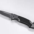 Tactical Folding Knife With Black Textured Handle And Silver Metal Blade