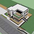 Modern Detached Villa Exterior Design With Large Glass Windows Balcony And Surrounding Greenery