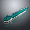 Futuristic Teal Transparent Long Structure With Neatly Arranged Sections White Base And Reflection 3d model