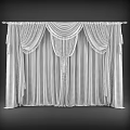 Elegant Ivory Patterned Curtains With Pleated Top Tassels And Lace Window Treatment