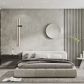 Modern Minimalist Bedroom Interior With Platform Bed And Wall Decor Elements 3d model