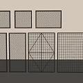 Different Modern Black Frame Room Dividers With Grid And Geometric Patterns 3d model