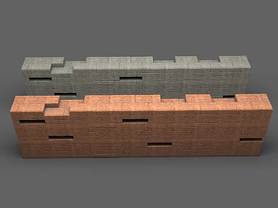 Modern Building Exterior Wall With Gray And Brown Brick Hollow Square Patterns 3d model