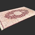 Square Rug Featuring Intricate Traditional Pattern Cream Background Burgundy Accents and Fringed Edges