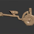 Golden Mechanical Structure Design Featuring Wheel Handle and Pipe Elements