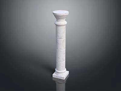 White Marble Decorative Column with Pedestal Base and Classic Architectural Details 3d model