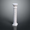 White Marble Decorative Column with Pedestal Base and Classic Architectural Details