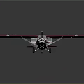 Passenger Plane With White Fuselage And Red Wings Single Engine Landing Gear On Dark Background