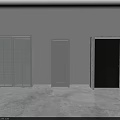 White Hinged Door Between Sliding Glass Door And Black Marble Frame Door On White Wall