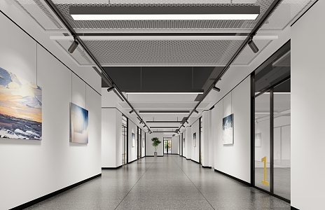 Modern aisle art training school corridor 3d model