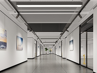 Modern aisle art training school corridor 3d model