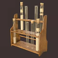 Wooden Test Tube Rack With Glass Tubes And Cork Stoppers On Dark Background