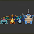 Colorful Block Style Game and Movie Characters Featuring Dragons Robots and Unique 3D Designs