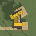 Modern Container Homestay Building With Yellow White Exterior Balconies And Trees