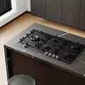 Modern Kitchen Gas Stove on Sleek Black Countertop with Dark Cabinets and Contemporary Interior