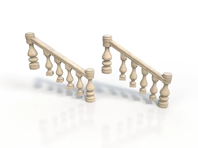 Architectural Staircase Railings With Ornate Balusters And Beige Design Elements 3d model