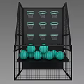 Sports Equipment for Basketball Training with Black Frame Multiple Green Hoops and Balls