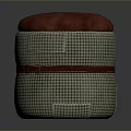 Modern Upholstered Stool With Red Cushion Beige Fabric And Decorative Red Belt
