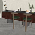 Modern Nakajima Dining Table and Chair Combination 3d model