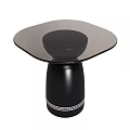 Elegant Glass Top Side Table with Black Base and Decorative Design Features 3d model