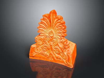 Orange Carved Decorative Ornament With Plant Inspired Floral Patterns And Swirls 3d model