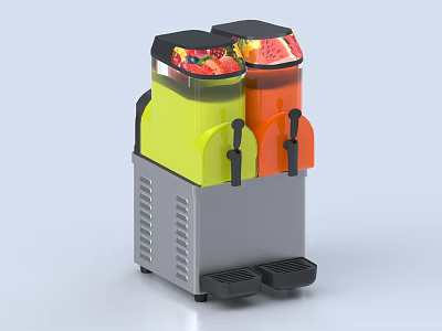 Double Tank Beverage Dispenser With Transparent Lids And Colorful Containers For Fresh Fruit Juice 3d model