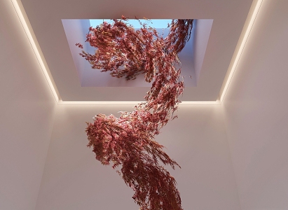 Modern Sculpture Indoor Red Leaf Sculpture Installation 3d model