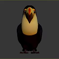 Colorful Toucan With Vibrant Yellow Orange Beak And Blue Feathers On Gray Background