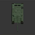 Green Military Combat Tank Vehicle With Long Cannon Tracks And Antenna