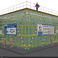 Full Enclosed Construction Scaffolding With Safety Protection Mesh And Standard Site Safety Warning Signs