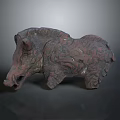 Ancient Traditional Wild Boar Ceramic Sculpture With Handcrafted Brown Textured Design
