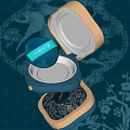 Luxury Perfume Cosmetics Packaging Design With Elegant Blue Bottle And Gold Accents