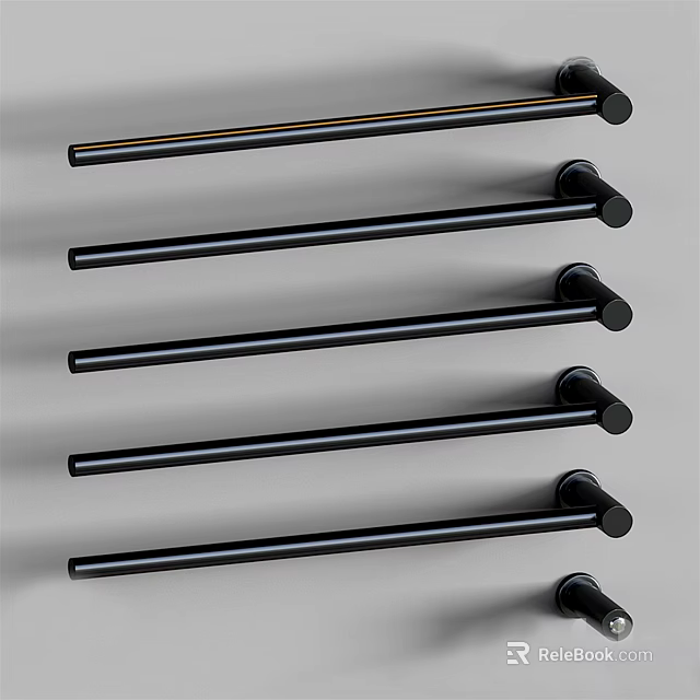 Modern Black Wall Mounted Bathroom Towel Rack With Multiple Steel Bars 3d model