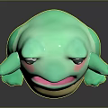 Green Glittery Frog Toy With Big Eyes Open Mouth And Golden Belly